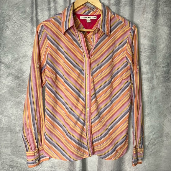 Tommy Hilfiger Orange, Yellow, Blue, White etc. Colorful Pastel Button Down - 12 - Picture 7 of 12